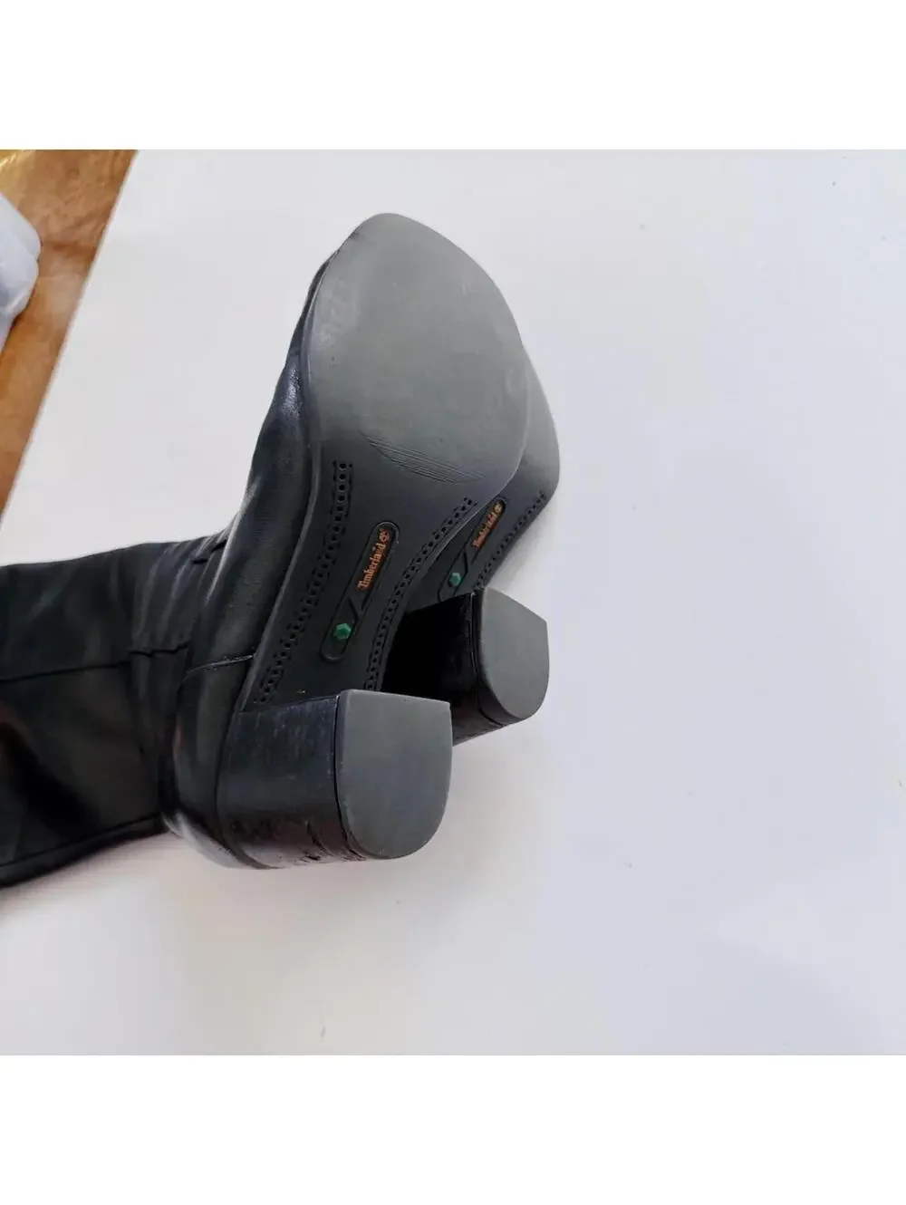 Timberland Black Leather Block Heeled Boots